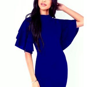 Tiered Sleeve Navy Blue Bodycon Small